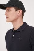 Бавовняне поло Gant колір чорний однотонний (3188312)