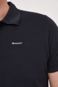 Бавовняне поло Gant колір чорний однотонний (3188312)