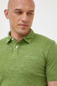 Бавовняне поло Marc O'Polo колір зелений меланж