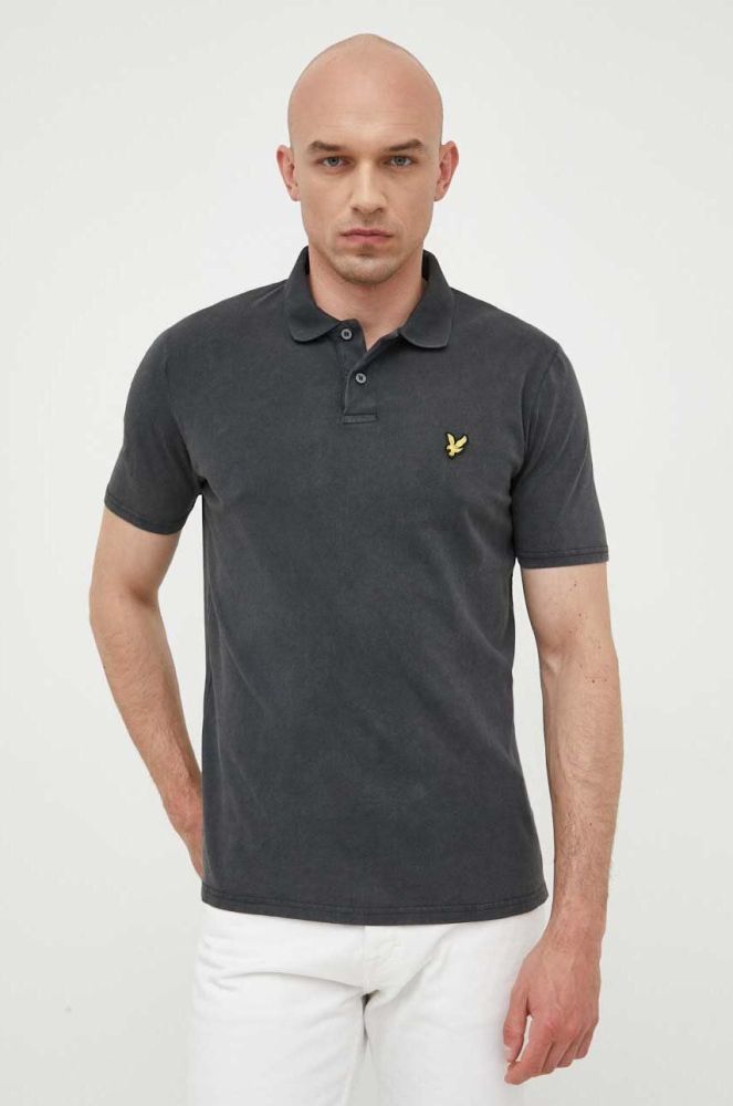 Бавовняне поло Lyle & Scott колір чорний однотонний