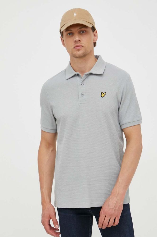 Поло Lyle & Scott чоловічий колір сірий однотонний