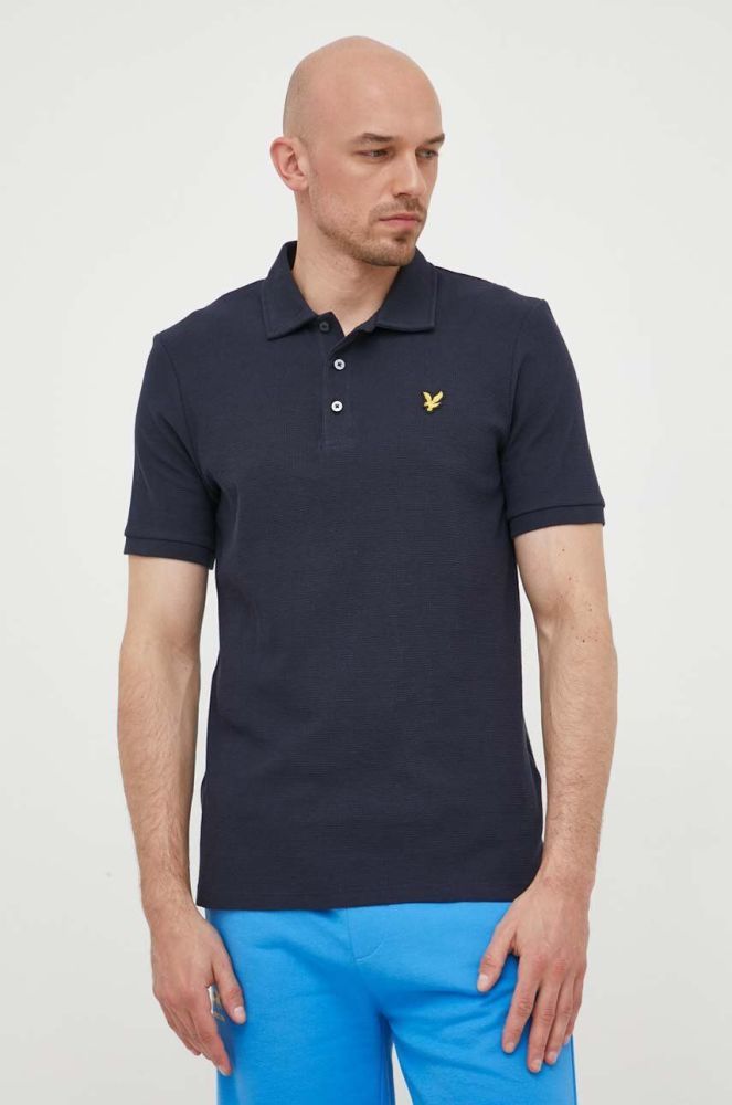 Поло Lyle & Scott чоловічий колір синій з аплікацією