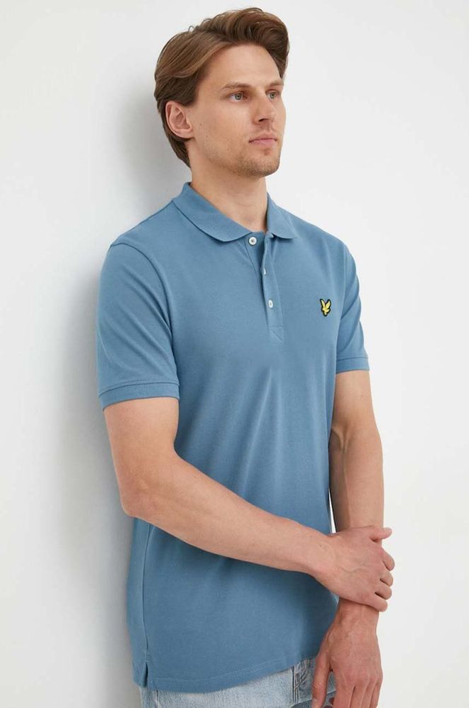 Поло Lyle & Scott чоловічий однотонний колір блакитний