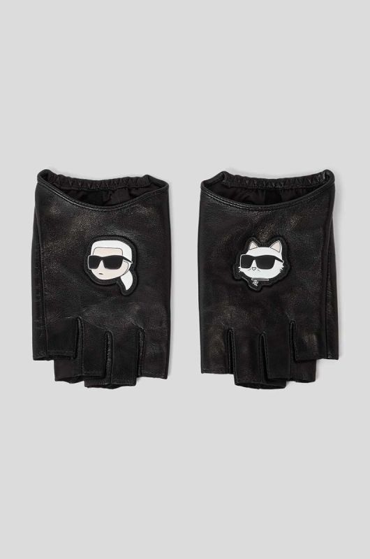 Шкіряні мітенки Karl Lagerfeld жіночі колір чорний (2896657)