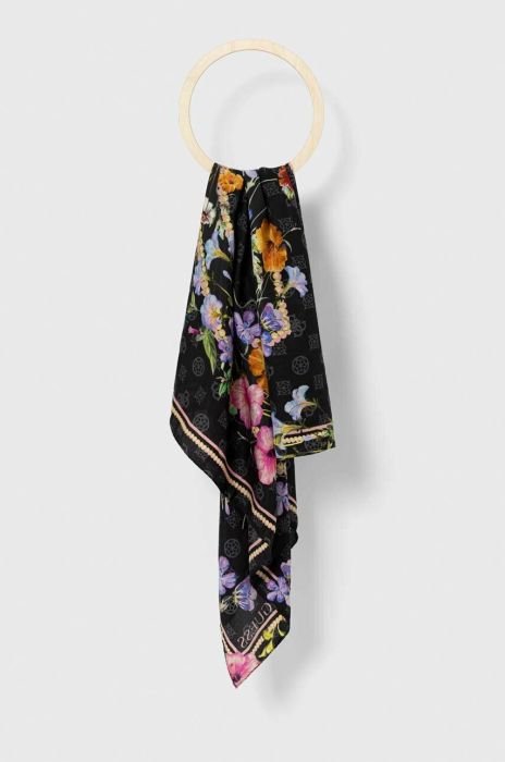 Хустка з домішкою шовку Guess колір чорний візерунок