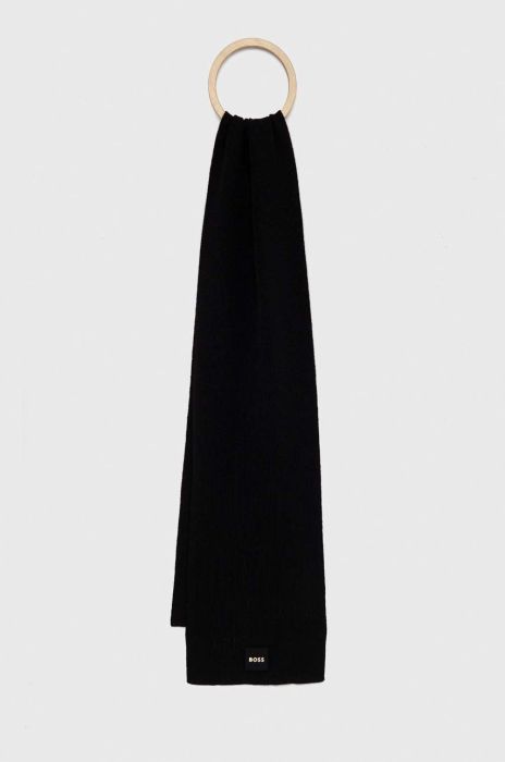Шарф BOSS чоловічий колір чорний однотонний (2879682)