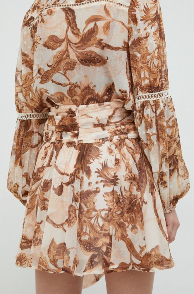 Спідниця Guess колір коричневий mini розкльошена (2896682) фото 3