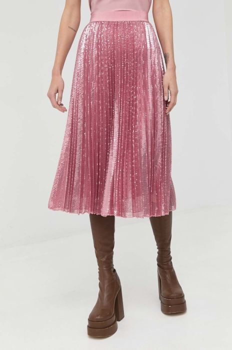 Спідниця Weekend Max Mara колір рожевий midi розкльошена