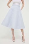 Спідниця Custommade midi розкльошена колір блакитний Спідниця Custommade midi розкльошена колір блакитний