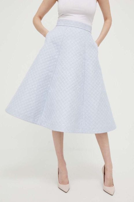 Спідниця Custommade midi розкльошена колір блакитний