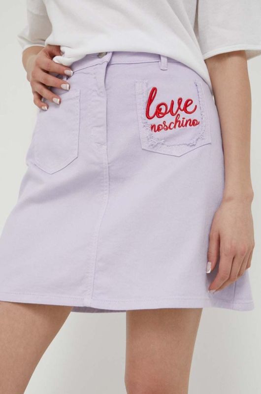 Джинсова спідниця Love Moschino колір фіолетовий mini олівець фото 2