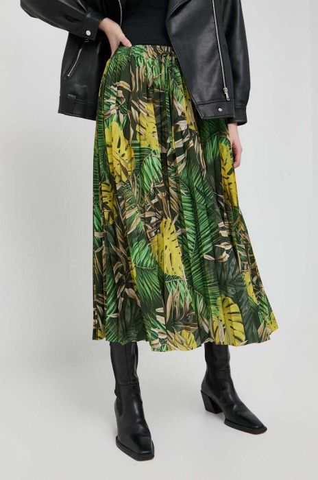 Спідниця Guess колір зелений midi розкльошена