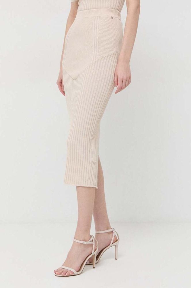 Спідниця Guess колір бежевий midi олівець фото 3