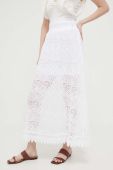 Бавовняна спідниця Guess колір білий maxi розкльошена
