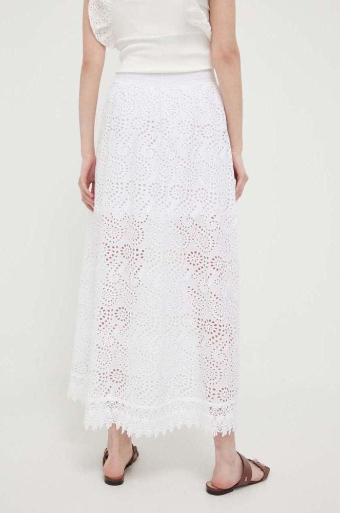 Бавовняна спідниця Guess колір білий maxi розкльошена фото 3