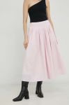Бавовняна спідниця Herskind колір рожевий maxi розкльошена Бавовняна спідниця Herskind колір рожевий maxi розкльошена