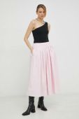 Бавовняна спідниця Herskind колір рожевий maxi розкльошена