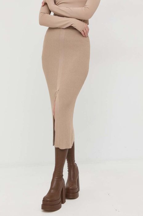 Спідниця Patrizia Pepe колір бежевий midi пряма