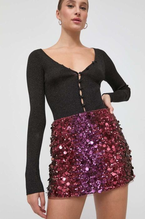 Спідниця Patrizia Pepe колір бордовий mini пряма (2867596)