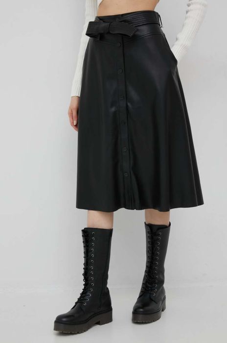 Спідниця Dkny колір чорний midi пряма (2914987)