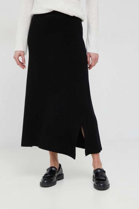 Вовняна спідниця Dkny колір чорний maxi пряма Вовняна спідниця Dkny колір чорний maxi пряма