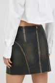 Шкіряна спідниця Remain колір коричневий mini пряма