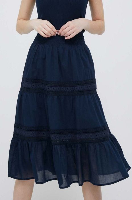 Бавовняна спідниця Pepe Jeans Pelia колір синій mini розкльошена Бавовняна спідниця Pepe Jeans Pelia колір синій mini розкльошена