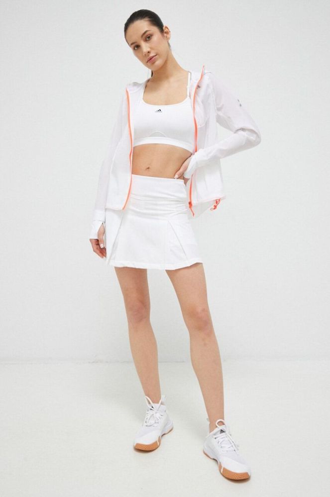 Спідниця adidas Performance колір білий mini розкльошена фото 2