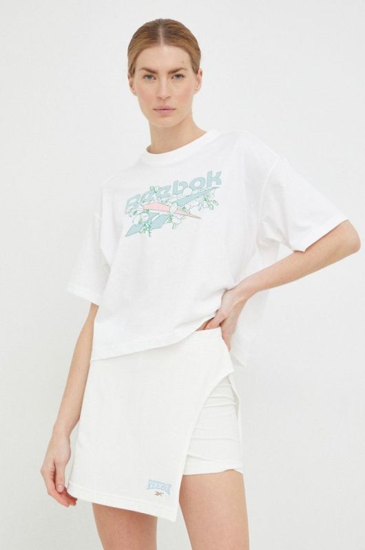 Бавовняна спідниця Reebok Classic колір білий mini пряма фото 2