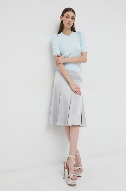 Спідниця Trussardi колір сірий midi розкльошена фото 2