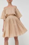 Спідниця Twinset колір бежевий mini розкльошена Спідниця Twinset колір бежевий mini розкльошена