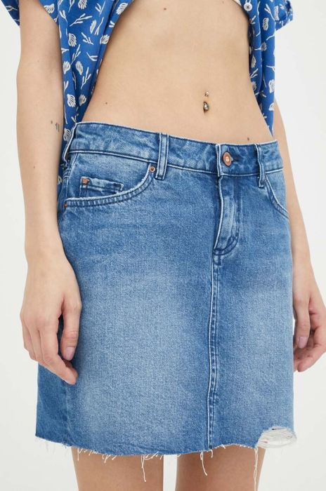 Спідниця Mustang mini пряма колір блакитний Спідниця Mustang mini пряма колір блакитний