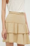 Спідниця Mustang колір бежевий mini розкльошена Спідниця Mustang колір бежевий mini розкльошена
