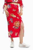 Спідниця Desigual колір червоний midi пряма