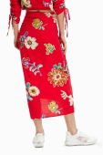 Спідниця Desigual колір червоний midi пряма