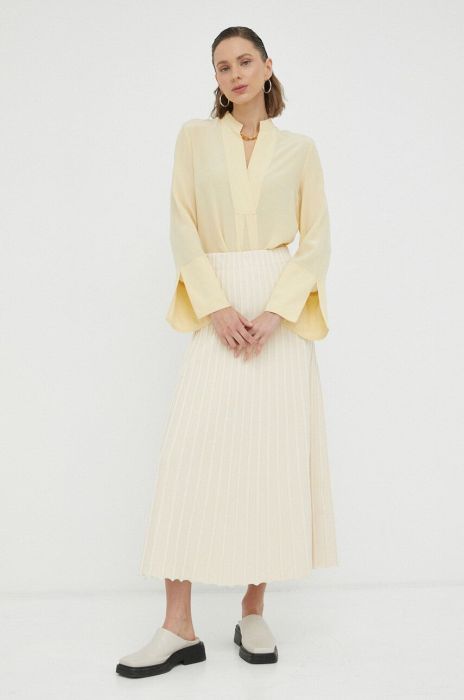 Спідниця By Malene Birger колір бежевий maxi розкльошена Спідниця By Malene Birger колір бежевий maxi розкльошена