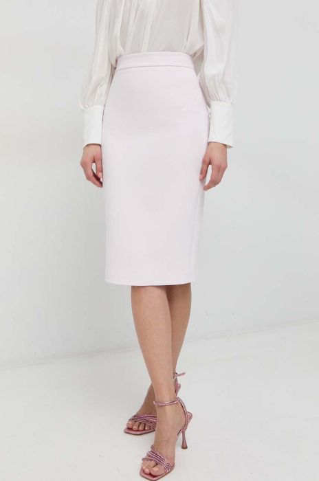 Спідниця Pinko колір рожевий midi олівець