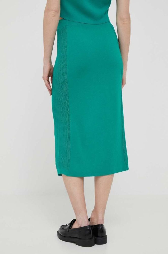 Спідниця United Colors of Benetton колір зелений midi пряма фото 3