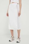 Спідниця United Colors of Benetton колір білий midi пряма Спідниця United Colors of Benetton колір білий midi пряма