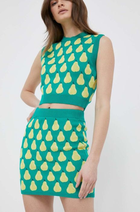 Бавовняна спідниця United Colors of Benetton колір зелений mini олівець Бавовняна спідниця United Colors of Benetton колір зелений mini олівець