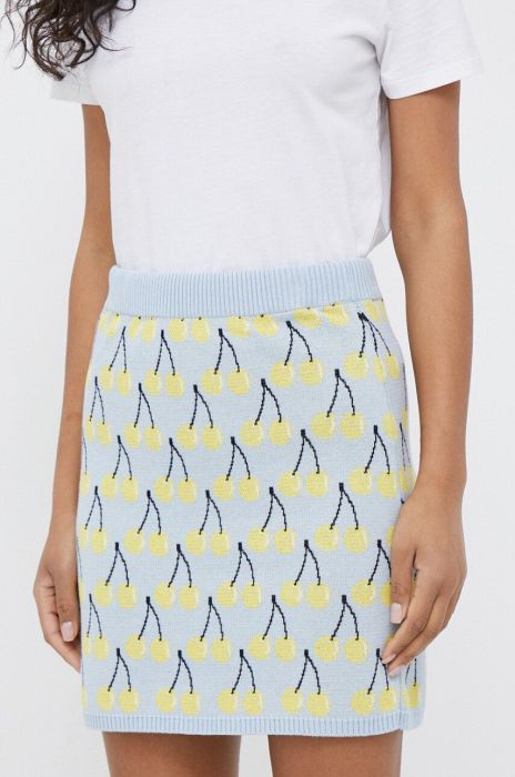 Бавовняна спідниця United Colors of Benetton mini олівець колір блакитний Бавовняна спідниця United Colors of Benetton mini олівець колір блакитний