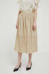 Спідниця United Colors of Benetton колір бежевий midi розкльошена (3300279) Спідниця United Colors of Benetton колір бежевий midi розкльошена (3300279)