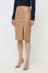 Шкіряна спідниця BOSS колір бежевий mini пряма (3435945) Шкіряна спідниця BOSS колір бежевий mini пряма (3435945)
