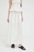 Бавовняна спідниця Herskind колір білий maxi розкльошена
