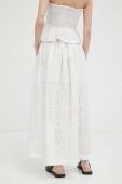 Бавовняна спідниця Herskind колір білий maxi розкльошена