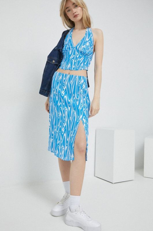 Спідниця Tommy Jeans midi пряма колір блакитний (3123651)