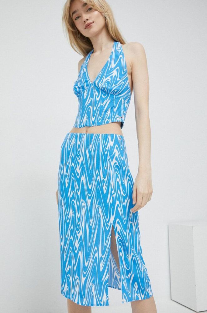 Спідниця Tommy Jeans midi пряма колір блакитний (3123651) фото 4