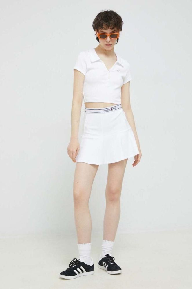 Спідниця Tommy Jeans колір білий mini розкльошена (2996680) фото 2