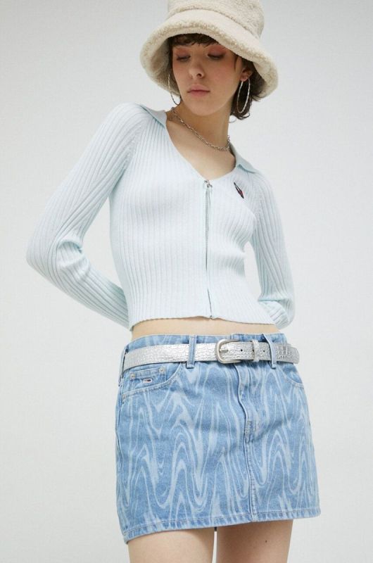 Джинсова спідниця Tommy Jeans mini пряма колір блакитний (3000733)