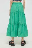 Бавовняна спідниця Tommy Jeans колір зелений maxi розкльошена Бавовняна спідниця Tommy Jeans колір зелений maxi розкльошена
